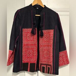 Elegant plum and berry colored Embroidered Women's Blazer